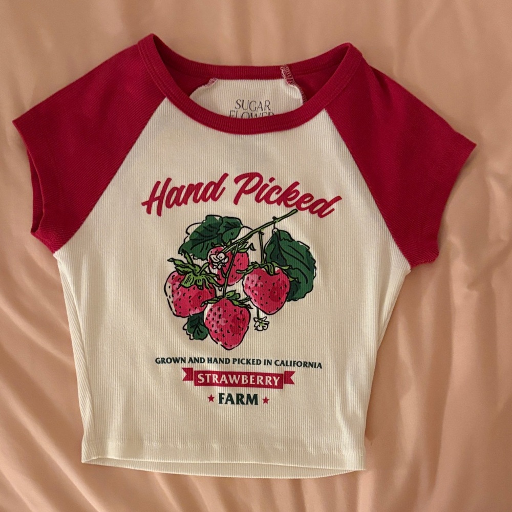 Sugar Kids Red and White Hand Picked Strawberry Tee
